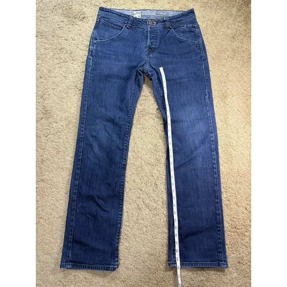 Volcom Nova Jean Men 33 Blue Denim Button Fly Straight Leg Skater Casual